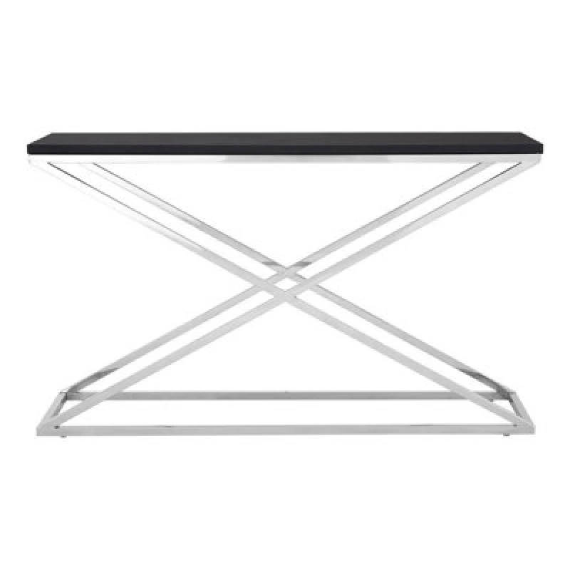 Image of Premier Housewares Interiors By Premier Black And White Console Table, Luxury Modern Rectangular Console Table, Black Wood Hallway Console Table