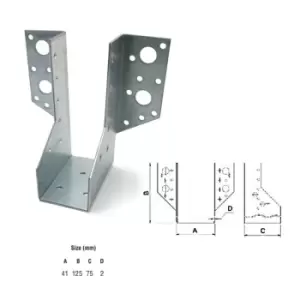 Image of Jiffy Timber Joist Hangers Decking Lofts Roofing Zinc Packs - Size 41x125x75x2mm - Pack of 5