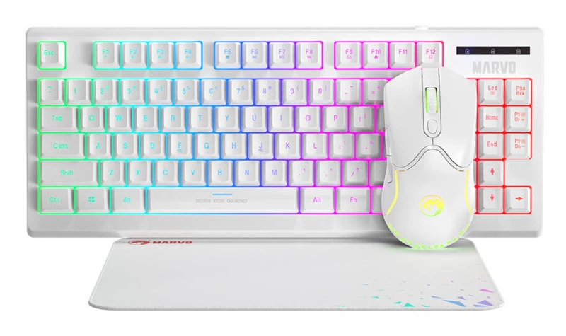 Image of Marvo Marvo CM310-WH keyboard Mouse included Gaming USB QWERTY English White CM310-WH