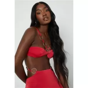 Image of I Saw It First Red Slinky 'O' Ring Bandeau Crop Top - Red