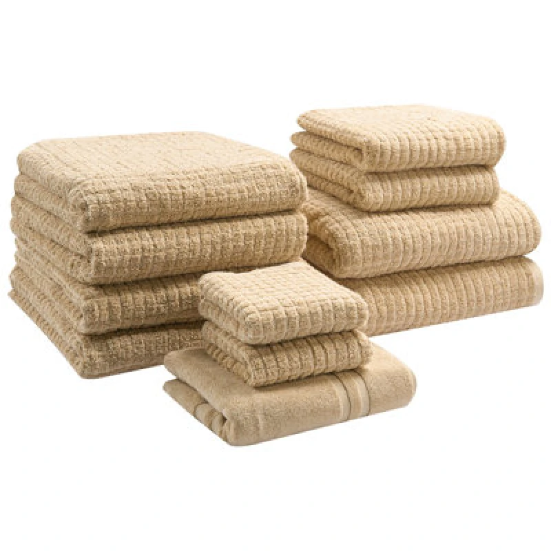 Image of Beliani Set Of 11 Towels Atai Cotton Sand Beige