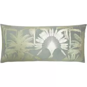 Image of Paoletti - Malaysian Palm Foil Printed Cushion Silver - Silver