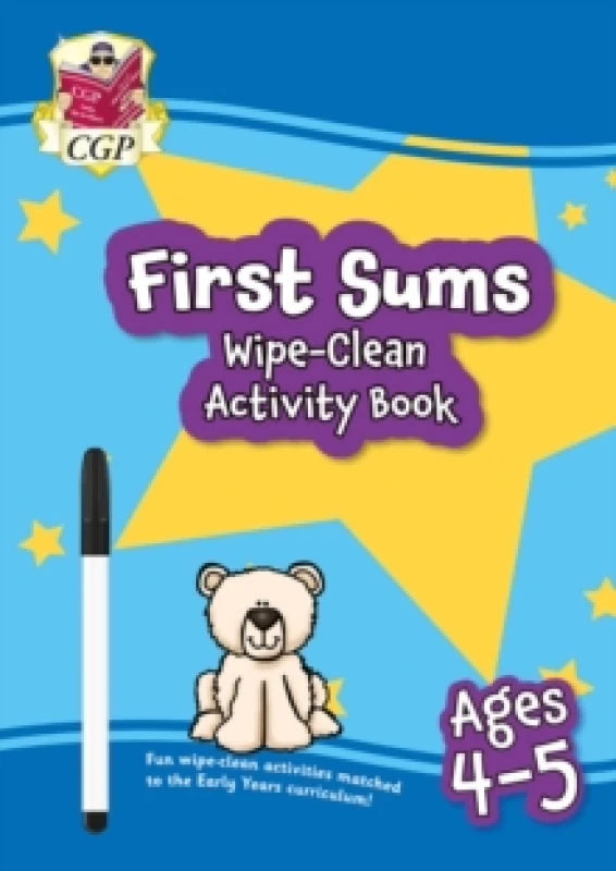 Image of First Sums Wipe-Clean Activity Book for Ages 4-5 (with pen) Multiple-component retail product, part(s) enclose
