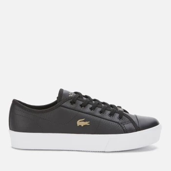 Image of Lacoste Womens Ziane Plus Grand Leather Flatform Trainers - Black/White - UK 6