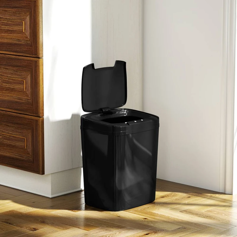 Image of HOMCOM 15L Sensor Bin, Automatic Touchless Kitchen Bin, Battery Operated in Black Unisex