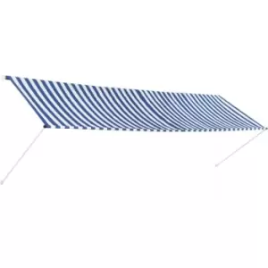 Image of Retractable Awning 400x150cm Blue and White Vidaxl Blue