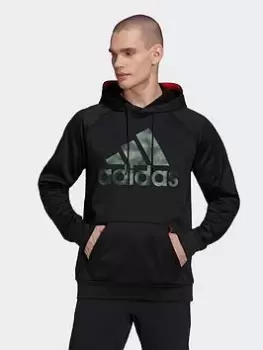 Image of adidas AEROREADY Game and Go Camo Logo Hoodie, Black Size M Men