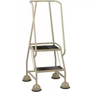 Image of Loops - 2 Tread Mobile Warehouse Steps beige 1.19m Portable Safety Ladder & Wheels