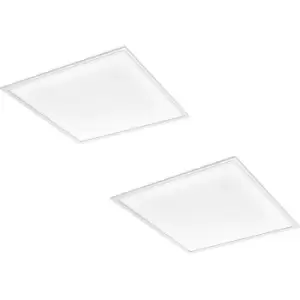 Image of 2 PACK Flush Ceiling Panel Light 595mm White Sqaure Tile 40W LED 4000K