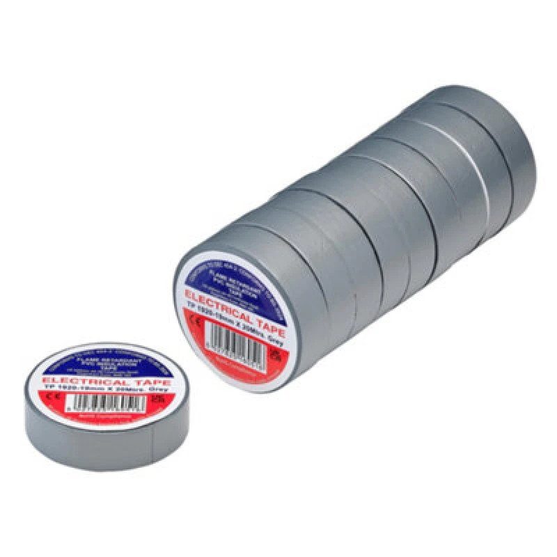 Image of Draper 29527 Grey Pvc Electrical Insulation Tape, 19mm X 20M (Pack Of 10)