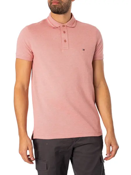 Image of Tommy Hilfiger Pretwist Mouline Slim Fit Polo Shirt Teaberry Blossom/White S