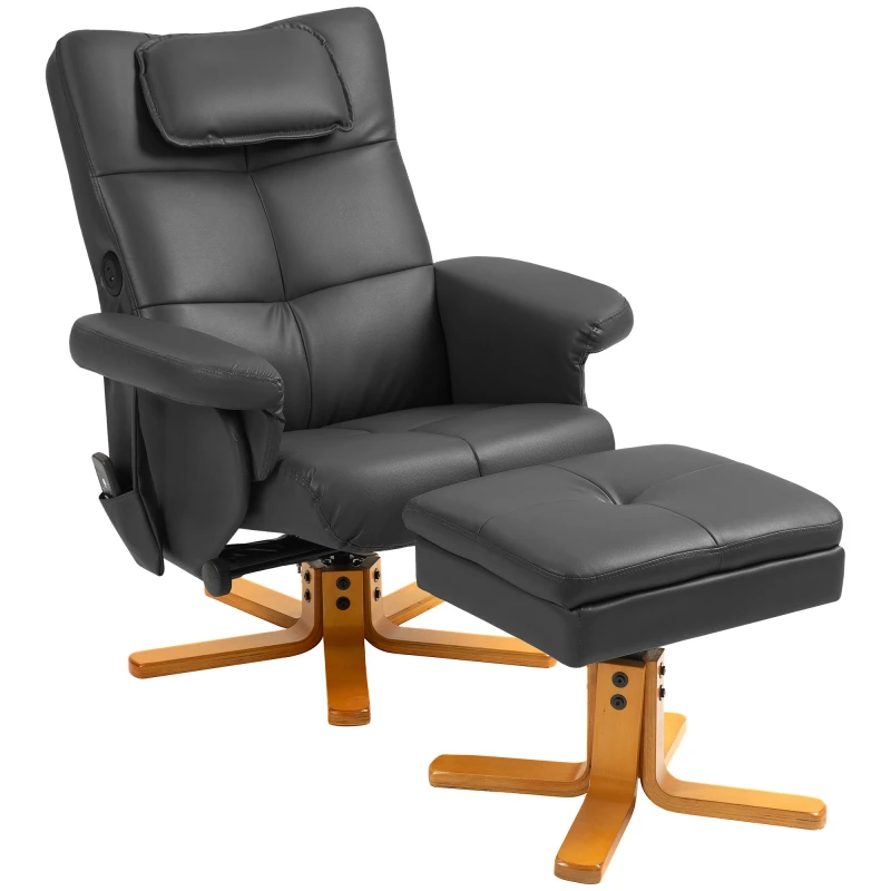 Image of HOMCOM Massage Recliner Chair with Footstool and Hidden Storage - Black TJ Hughes 5061025082735