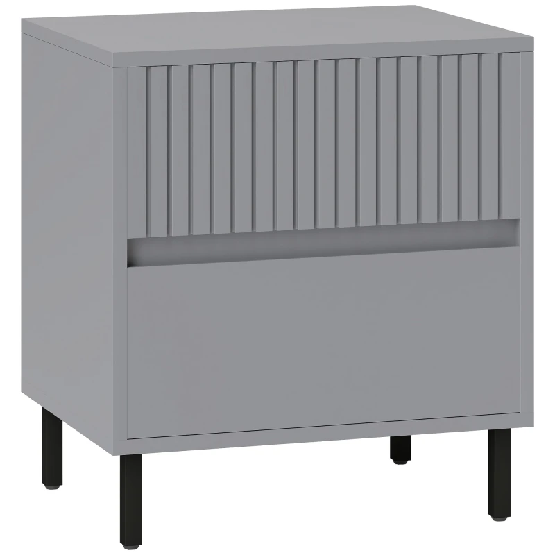 Image of HOMCOM Bedside Table with 2 Drawers and Steel Legs for Bedroom - Grey TJ Hughes White 5063603410848