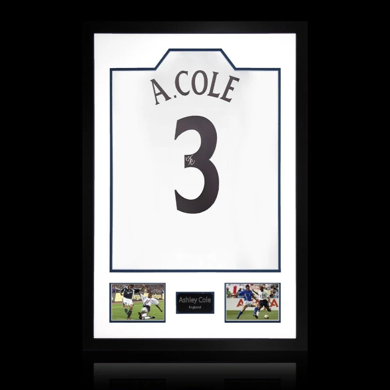 Image of The Fan Cave Ashley Cole Signed England Shirt Premium Frame White unisex 850mm x 60