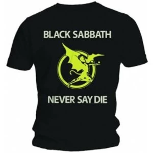 Image of Black Sabbath Never Say Die Black T Shirt: Medium