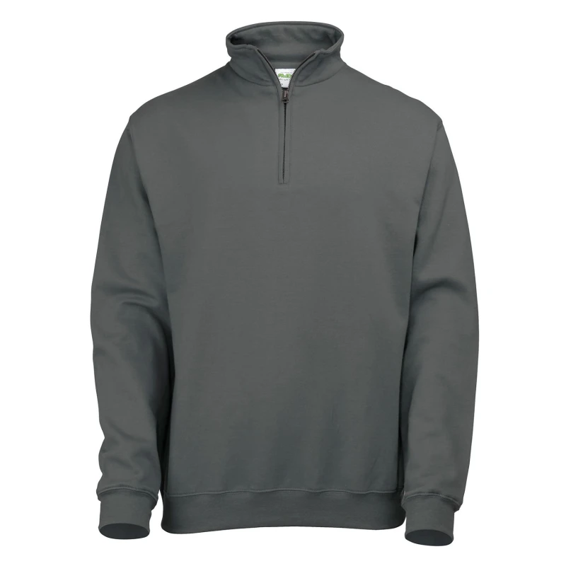 Image of AWDis AWDis Men Sophomore Cotton Zip Neck Sweatshirt in Charcoal Size: Small Charcoal S Male 5063527354266