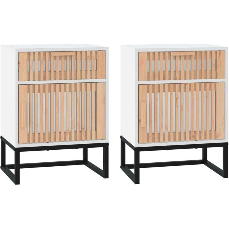 Image of VIDAXL Bedside Cabinets 2 pcs White 40x30x55.5cm Engineered Wood&Iron Vidaxl 8720845726041