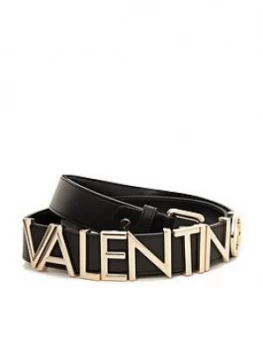 Image of Valentino By Mario Valentino Thick Logo Belt - Black, Size S, Women