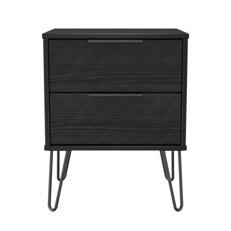 Image of Ready Assembled 2 U Islay 2 Drawer Bedside (Ready Assembled) in Black Size: Small Black Unisex Small