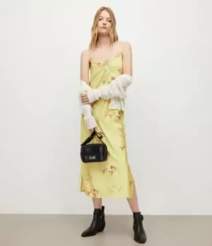 Image of AllSaints Womens Mae Solanio Maxi Dress, Chartreuse Yellow, Size: 6