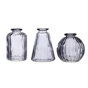 Image of Grey Glass Bud Vases (Set Of 3)