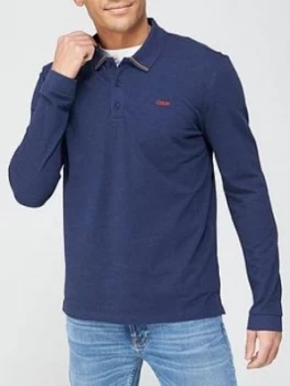 Image of Hugo Boss Donal 211 Long Sleeve Polo Shirt Navy Size L Men