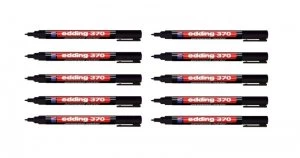 Image of Edding 370 Fine Permanent Black Marker (Pack of 10) 370-001