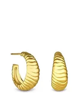 Image of Inicio 14K Gold Plated Textured Polished Hoop Earrings