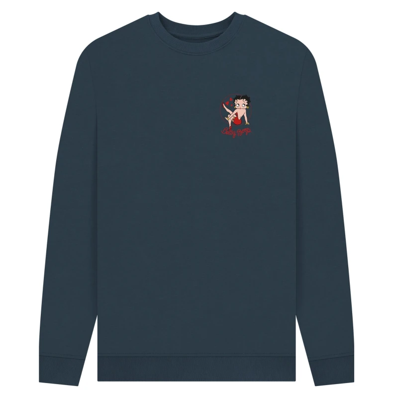 Image of Betty Boop Mens Strike A Pose Sweatshirt in Navy Size: Small Navy Male S