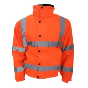 Image of Warrior Mens Tulsa Hi-Vis Bomber Jacket (XL) (Fluorescent Orange) - Fluorescent Orange
