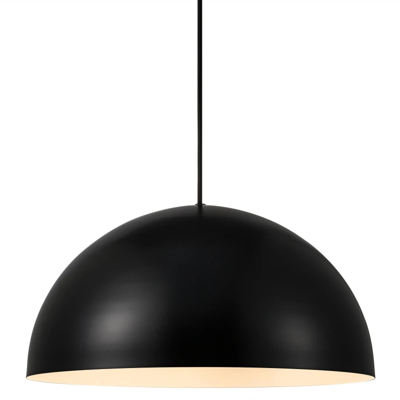 Image of Nordlux Ellen Indoor Pendant Light Black Metal E27 Dome Shade - Mains Powered, IP20 Black Unisex