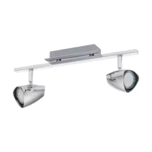 Image of Flush 2 Spot Ceiling Light Colour Chrome Plated Bulb GU10 2x3W Included