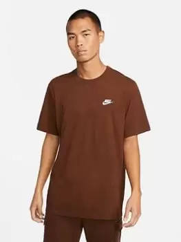 Image of Nike NSW Club T-Shirt - Brown, Brown Size M Men