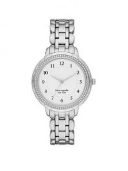 Image of Kate Spade New York Kate Spade Mornings Silver Scalloped Oval Dial Stainless Steel Bracelet Ladies Watch