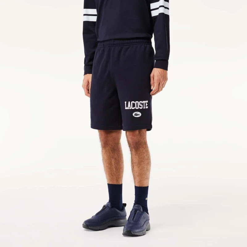 Image of Lacoste Regular Fit Lacoste Print Jogger Shorts - Blue Blue XS