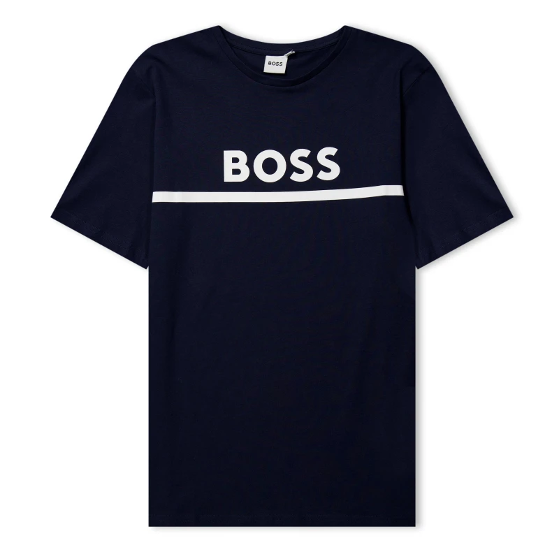 Image of Boss Kids Large Logo T-Shirt, Logo Design Navy 849 male 4Y