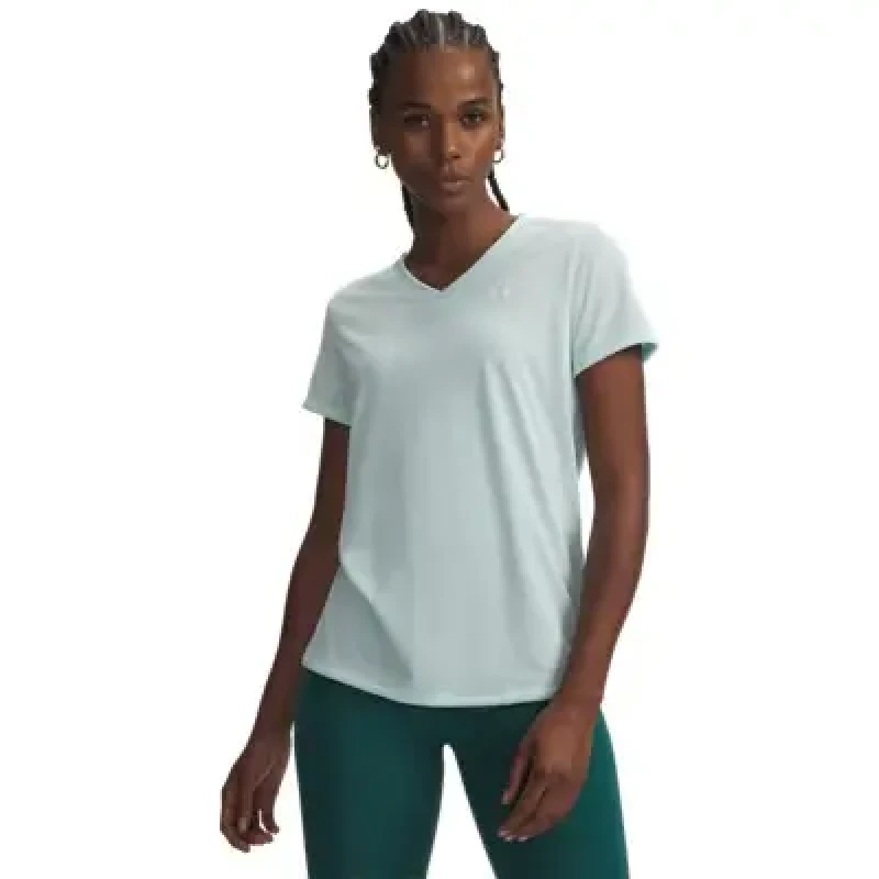 Image of Womens short-sleeve V-neck T-Shirt Under Armour Tech Blanc Female S