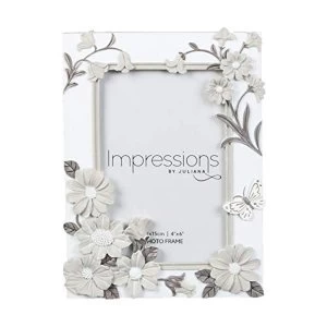 Image of 4" x 6" - Impressions White Floral Resin Frame