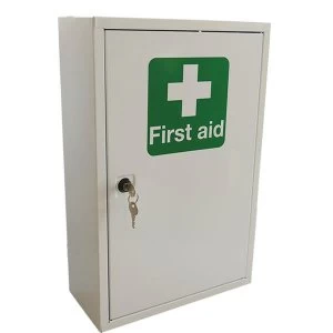 Image of Click Medical Single Door Metal First Aid Cabinet 460x300x140mm White