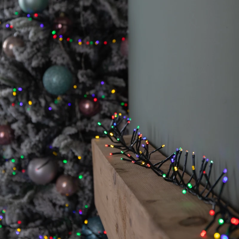 Image of 62.5m 5000 LED Christmas Cluster Multi-Action String Lights with Timer in Multi-Coloured
