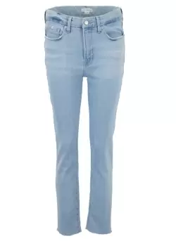 Image of Good American Womens Good Legs Cigarette Leg Jeans With Raw Hem In Indigo