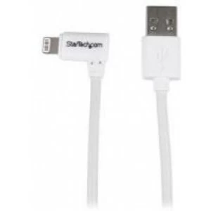 Image of StarTech 2m Angled Lightning to USB Cable White