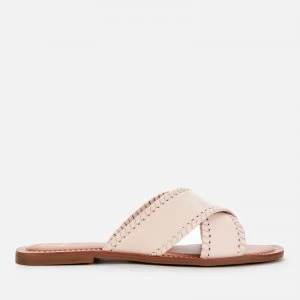 Image of Dune Womens Lindsy Leather Flat Sandals - Blush/Leather - UK 7