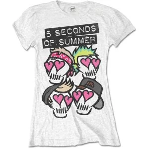 Image of 5 Seconds of Summer - Spray Skulls Womens Medium T-Shirt - White
