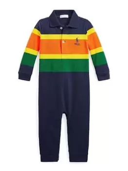 Image of Ralph Lauren Baby Boys Colour Block One Piece Coverall - Blue Size 9 Months