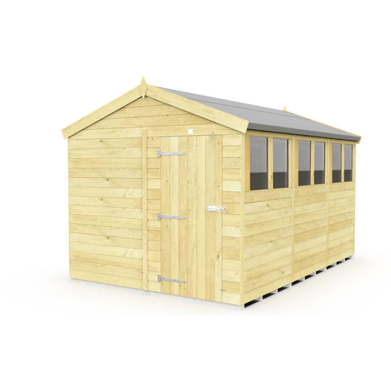 Image of Flat Pack Sheds DIY Sheds 8 x 12 Apex Shed, Brown 8X12AFF