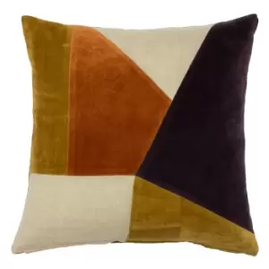 Image of Solomon Colour Block Cushion Plum/Ginger, Plum/Ginger / 45 x 45cm / Polyester Filled