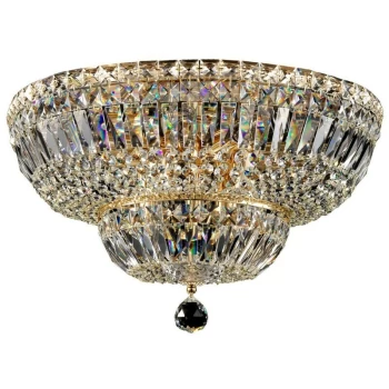 Image of Basfor Semi Flush Ceiling Lamp Gold Antique & Crystal, 12 Light, E14