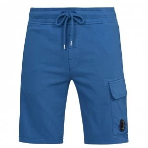 Image of CP COMPANY Lens Fleece Shorts - Blue 870