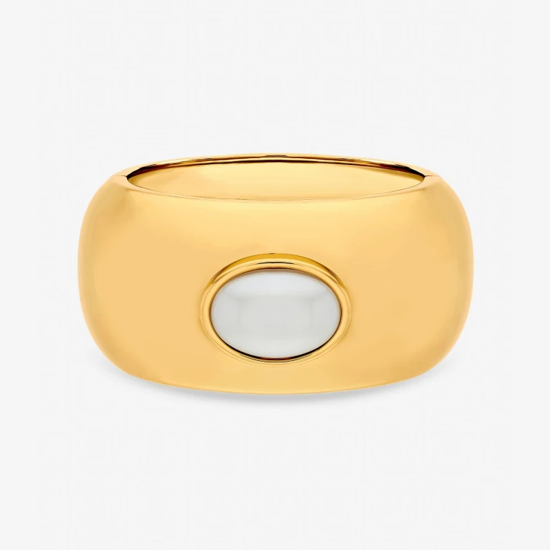 Image of Mood Gold Plated and Pearl Statement Cuff Gold female One Size